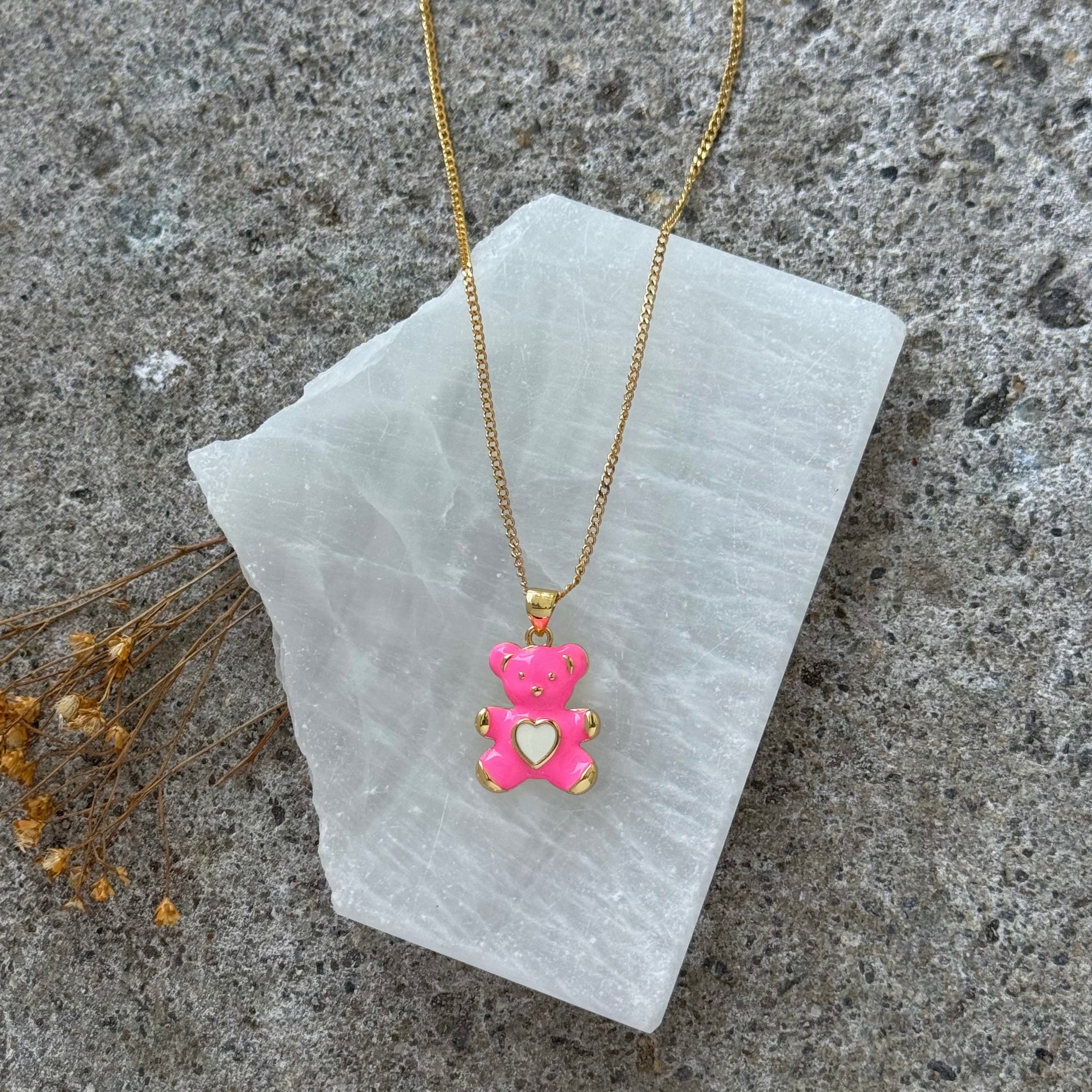 HOT PINK TEDDY necklace