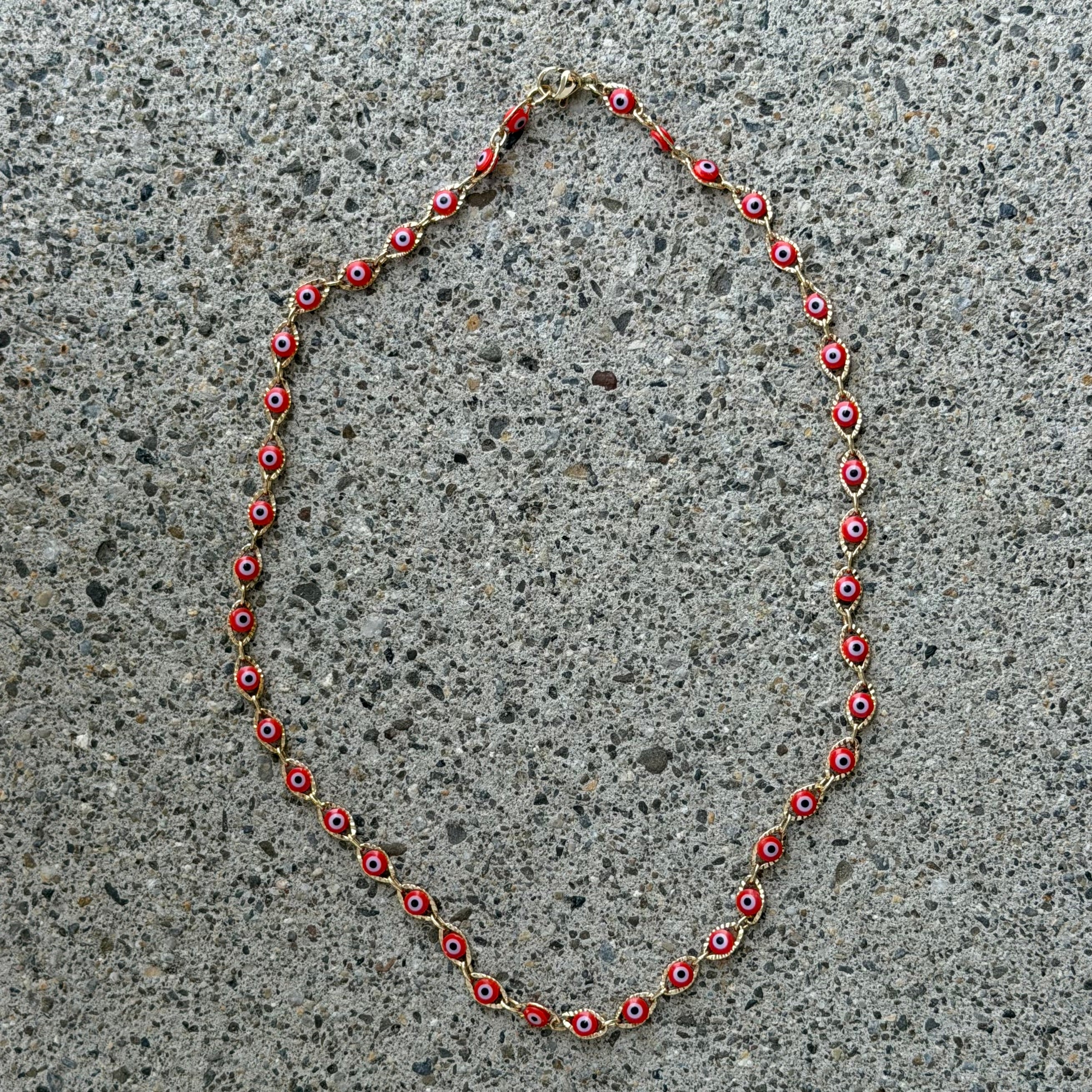 RED EVIL EYE BEADED necklace
