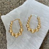 GOLD TAPERED BUBBLE HOOP earrings