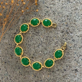 GOLD CHUNKY OVAL GREEN JADE bracelet
