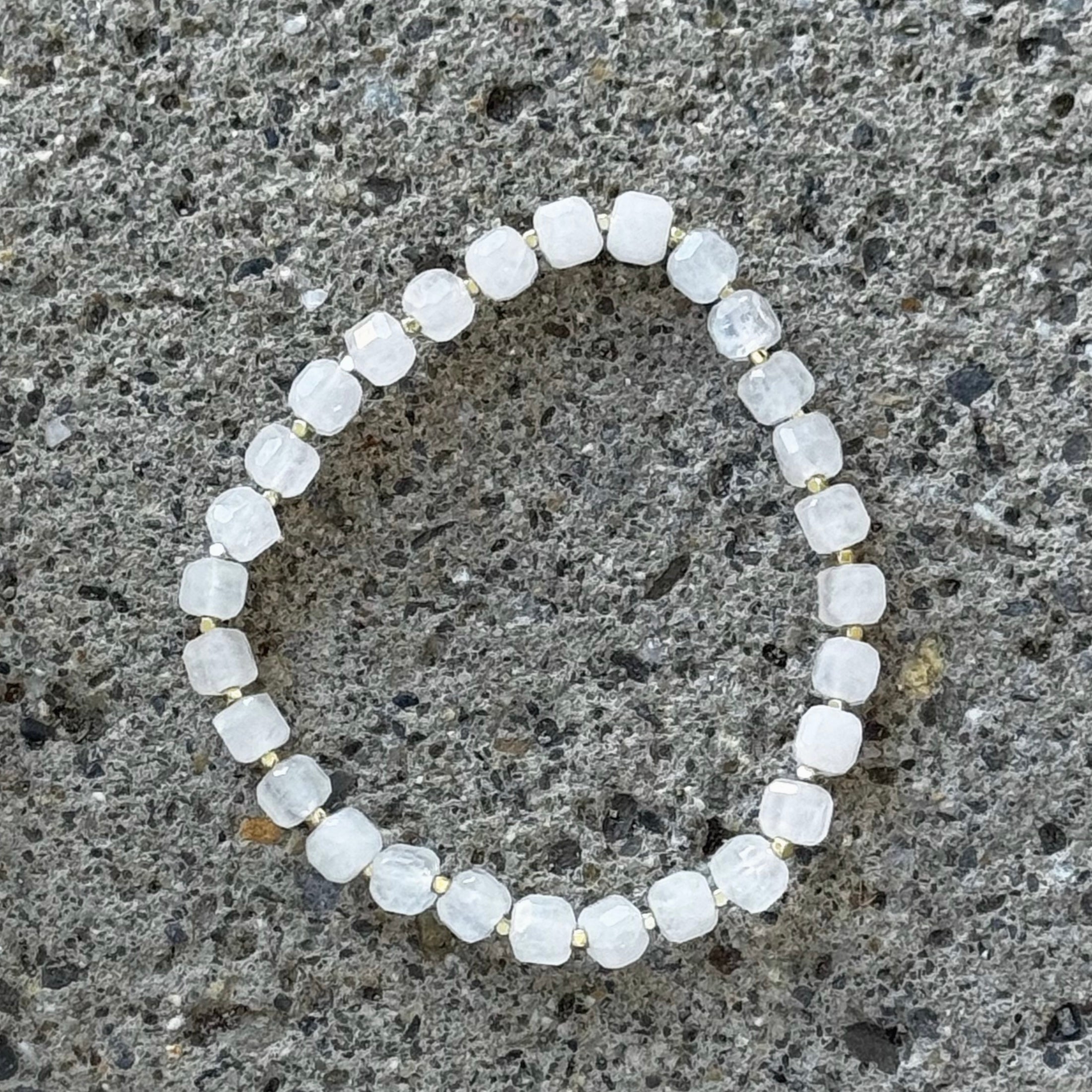 WHITE QUARTZ SQUARE BEADED bracelet