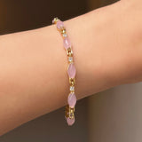 GOLD MARQUIS CRYSTAL PINK JADE bracelet