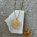 GOLD CRYSTAL EYE OF HORUS II MEDALLION necklace