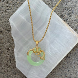 ROUND DRAGON LIGHT GREEN JADE necklace