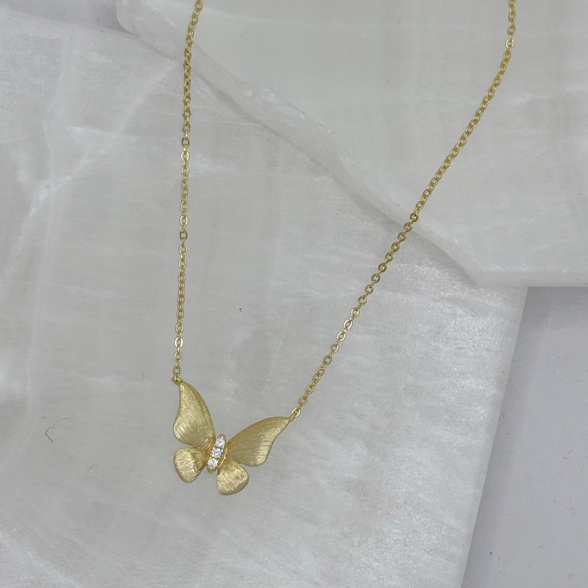 GOLD BRUSHED METAL BUTTERFLY necklace