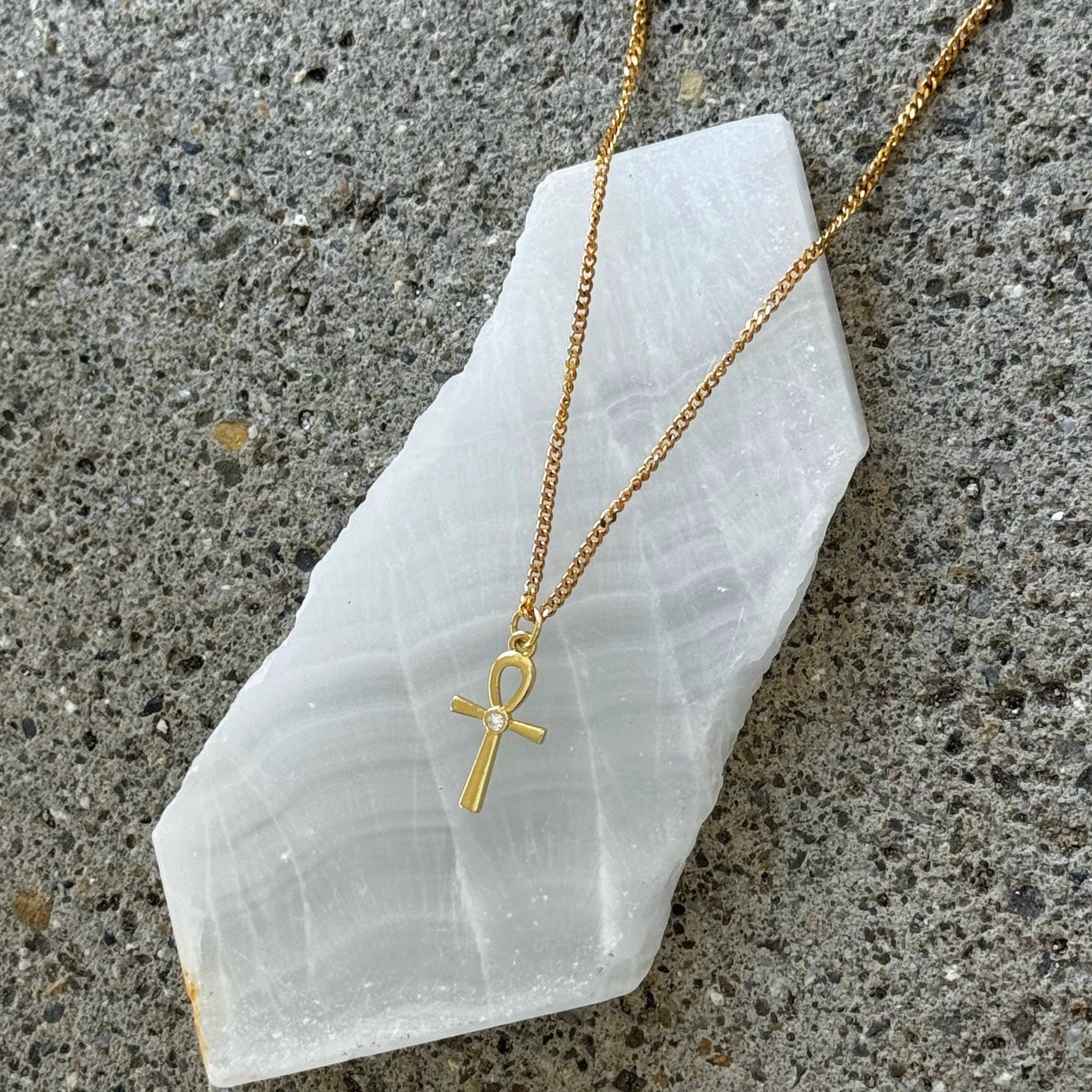 SIMPLE CRYSTAL ANKH SUPER MINI necklace