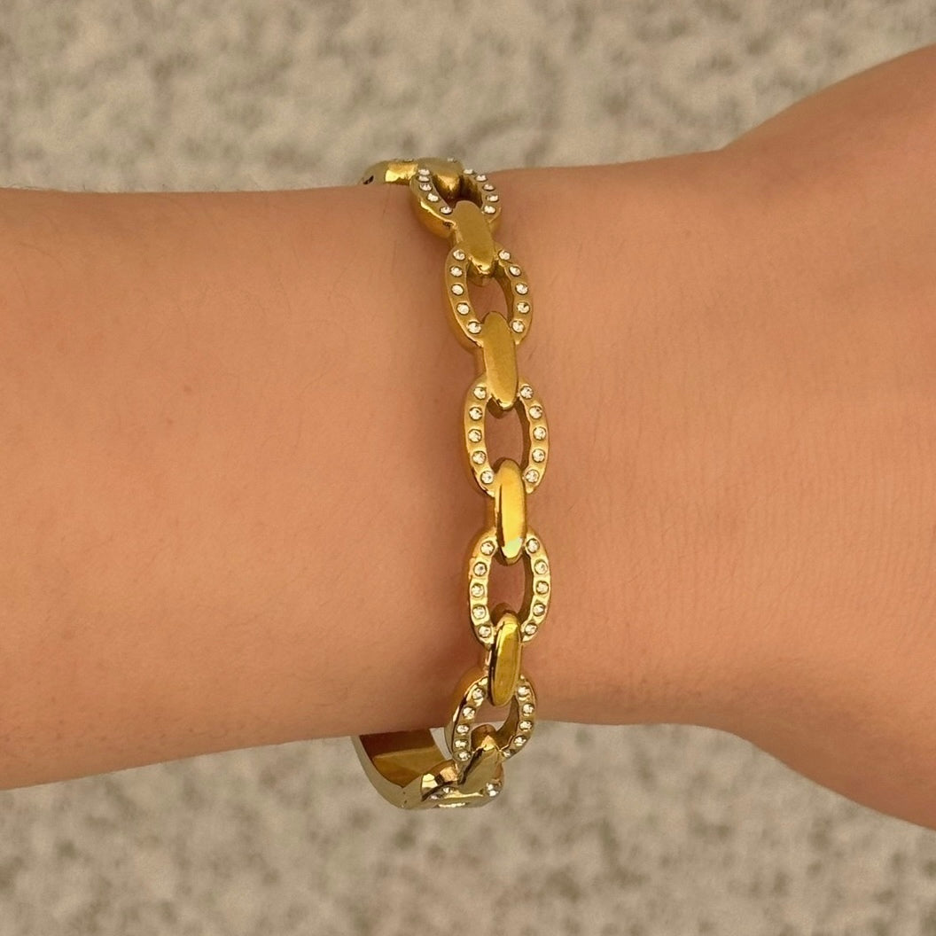 GOLD CRYSTAL CHAIN LINK bangle