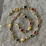 GOLD MULTICOLOR CRYSTAL GEM necklace