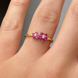 GOLD PINK CRYSTAL FLOWER ring