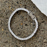 SILVER PRINCESS CUT CRYSTAL STEEL bracelet