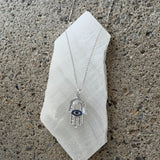 SILVER HAMSA EYE BAGUETTE necklace