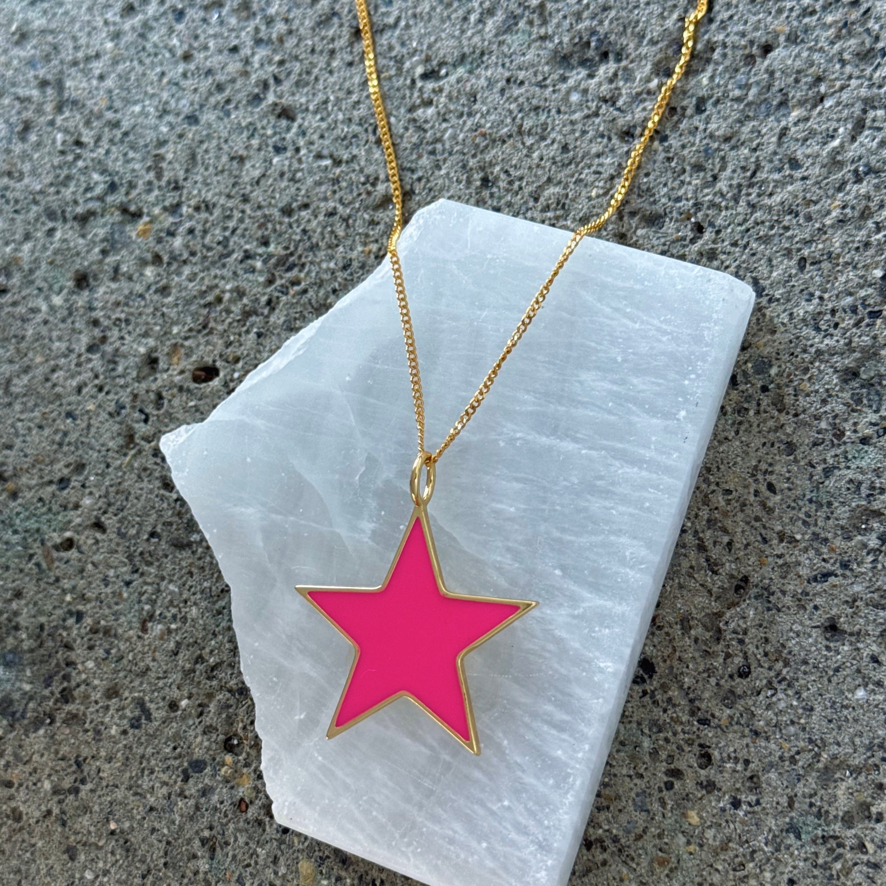 LARGE HOT PINK STAR necklace