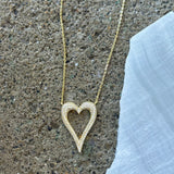 LARGE GOLD PAVE CRYSTAL HEART necklace