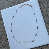 GOLD VINTAGE BLACK OBSIDIAN BEADED DAINTY necklace