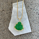 GOLD CRYSTAL BUDDHA GREEN JADE necklace