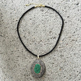 OVAL GREEN DRUZY QUARTZ CRYSTAL CHORD necklace