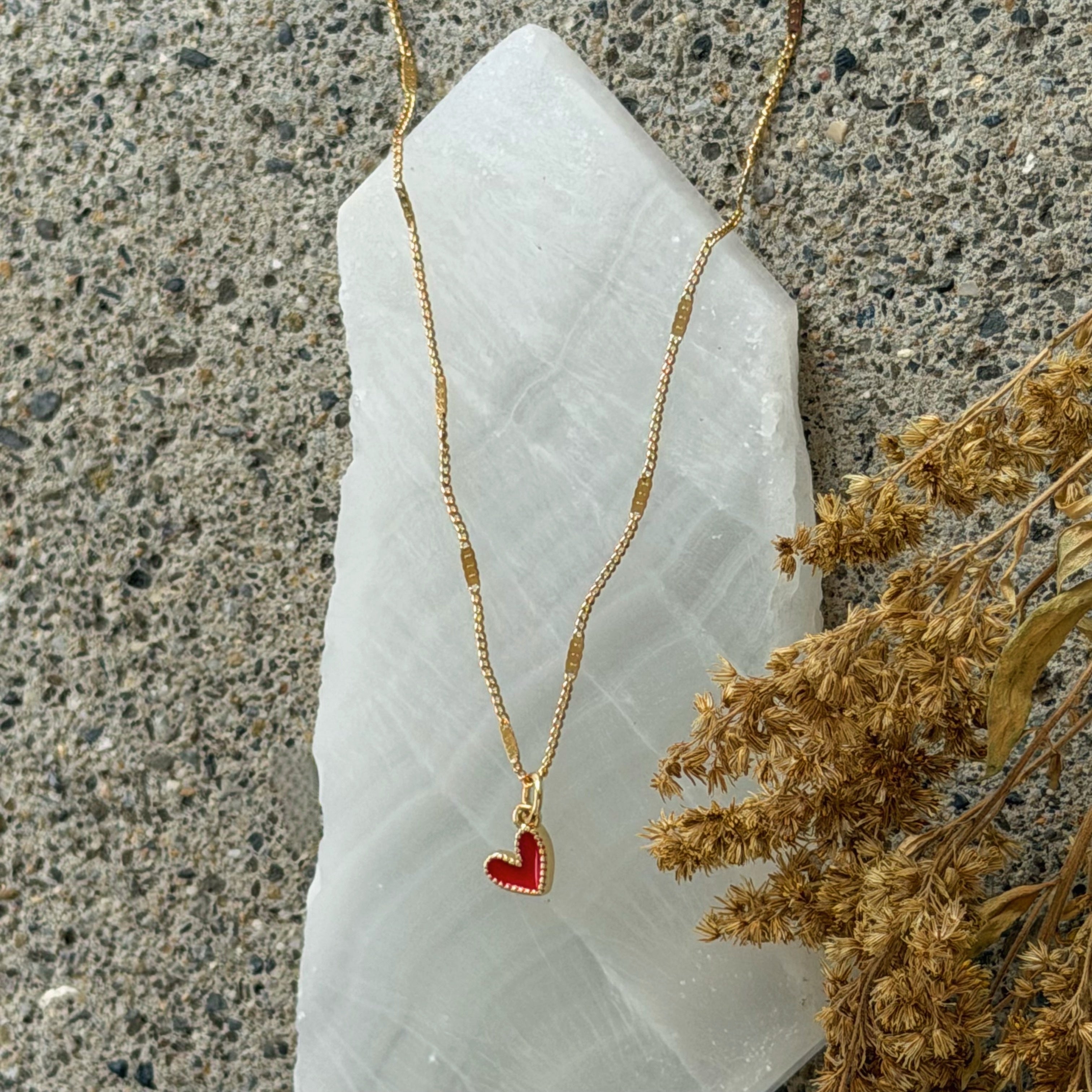 RED ENAMEL HEART SUPER MINI necklace