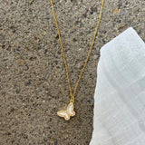 BUTTERFLY MOTHER OF PEARL CRYSTAL MINI necklace
