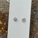SILVER CRYSTAL MOON OPAL STUD earrings