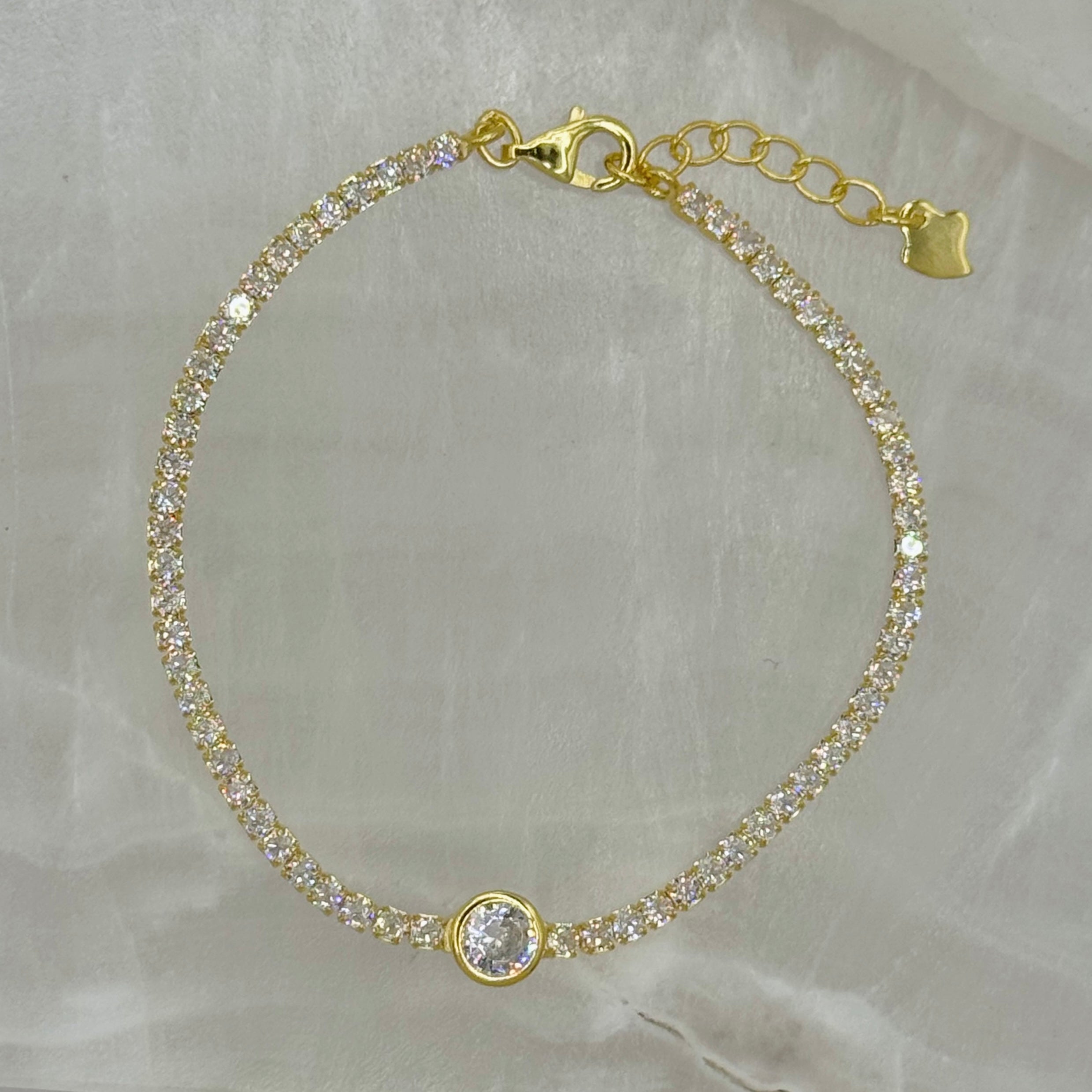 GOLD SOLITAIRE CRYSTAL BEZEL bracelet