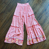 PINK LACE TRIM WIDE LEG pants