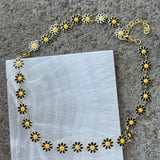 GOLDEN BLACK ENAMEL FLOWER necklace