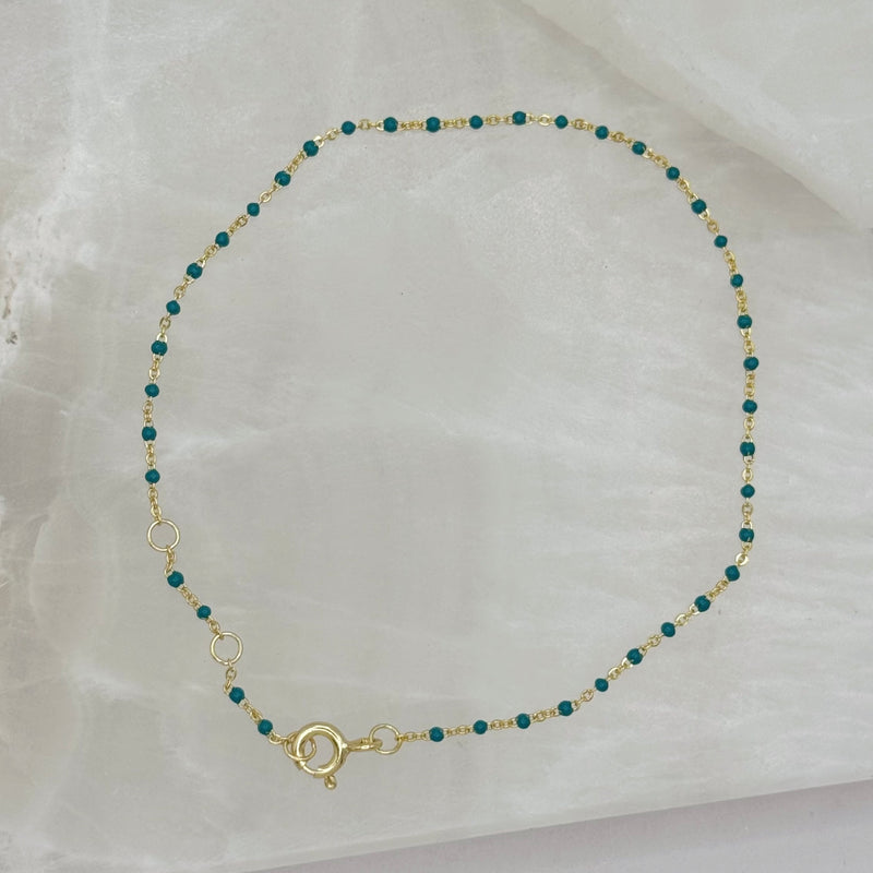 GOLD DAINTY TURQUOISE BEADED bracelet