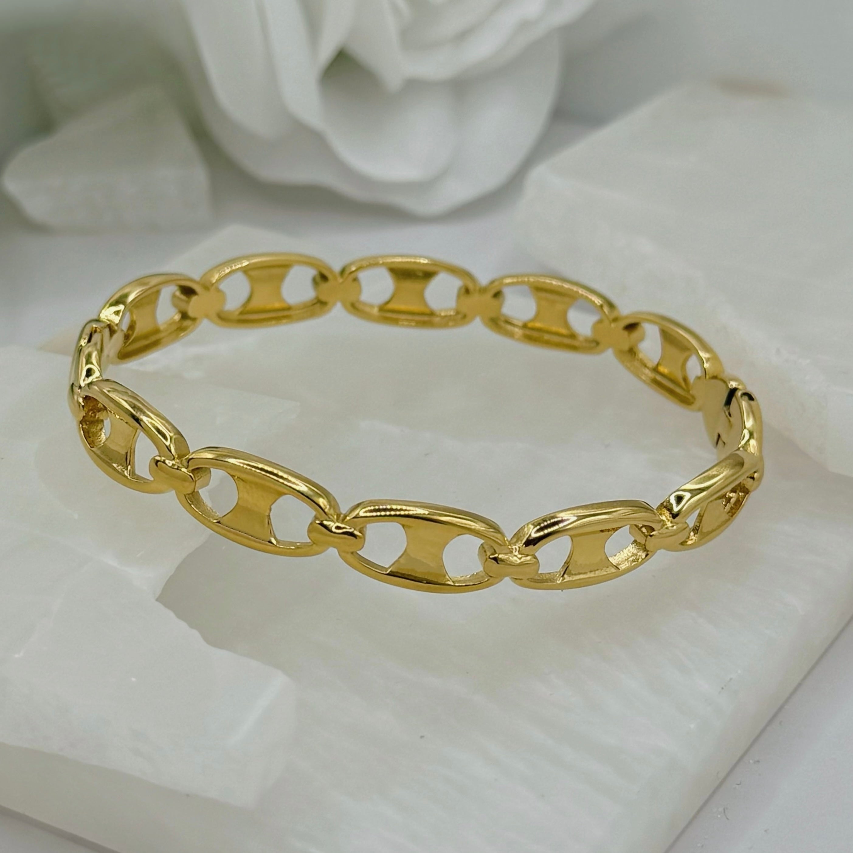 8MM GOLD PUFFY MARINER bangle
