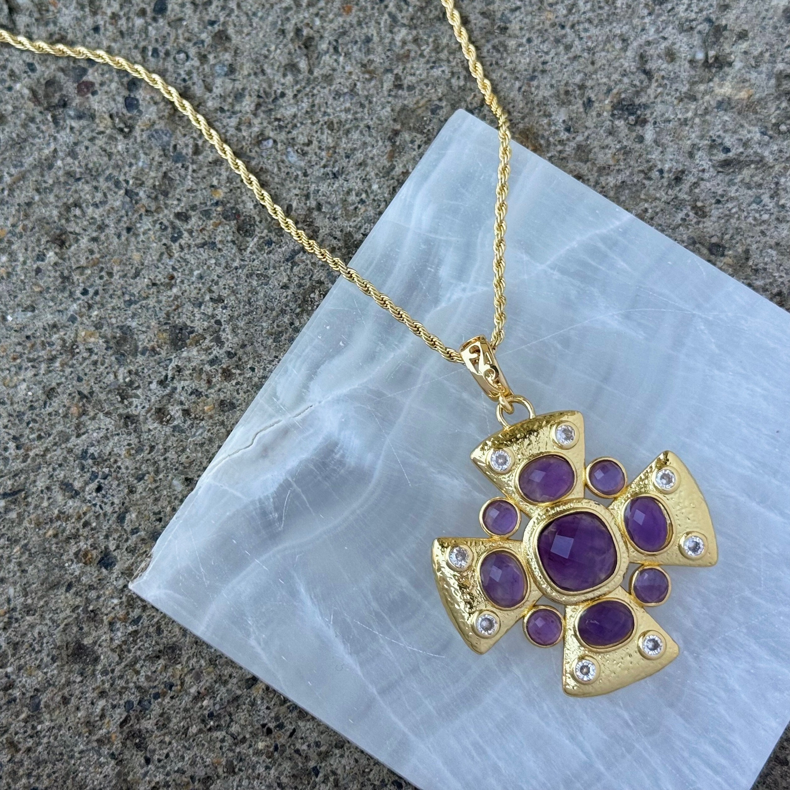 GOLD FLORENCE PURPLE GEMSTONE necklace