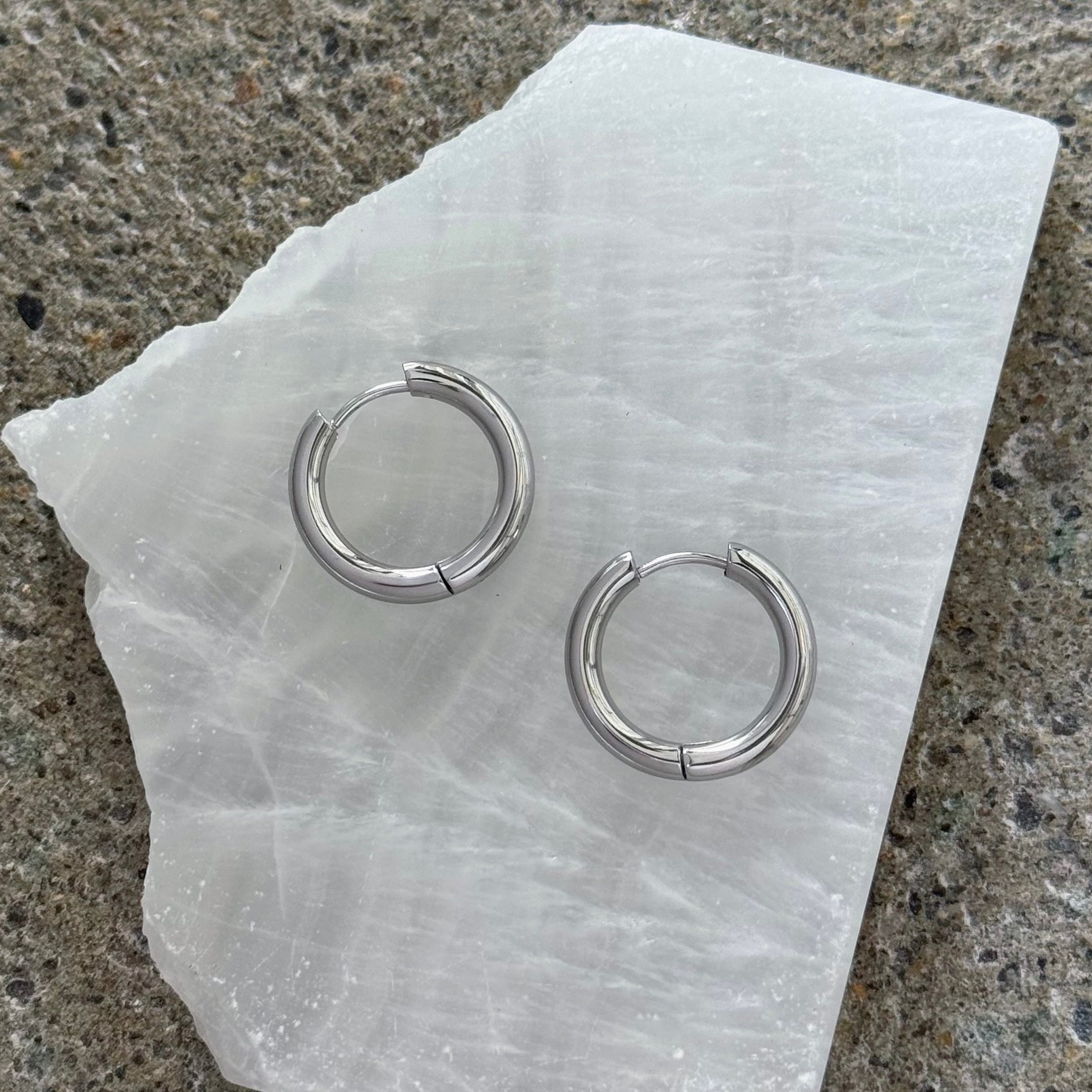 14MM SILVER HOOP earrings