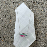 SILVER PINK GREEN OMBRÉ CRYSTAL necklace