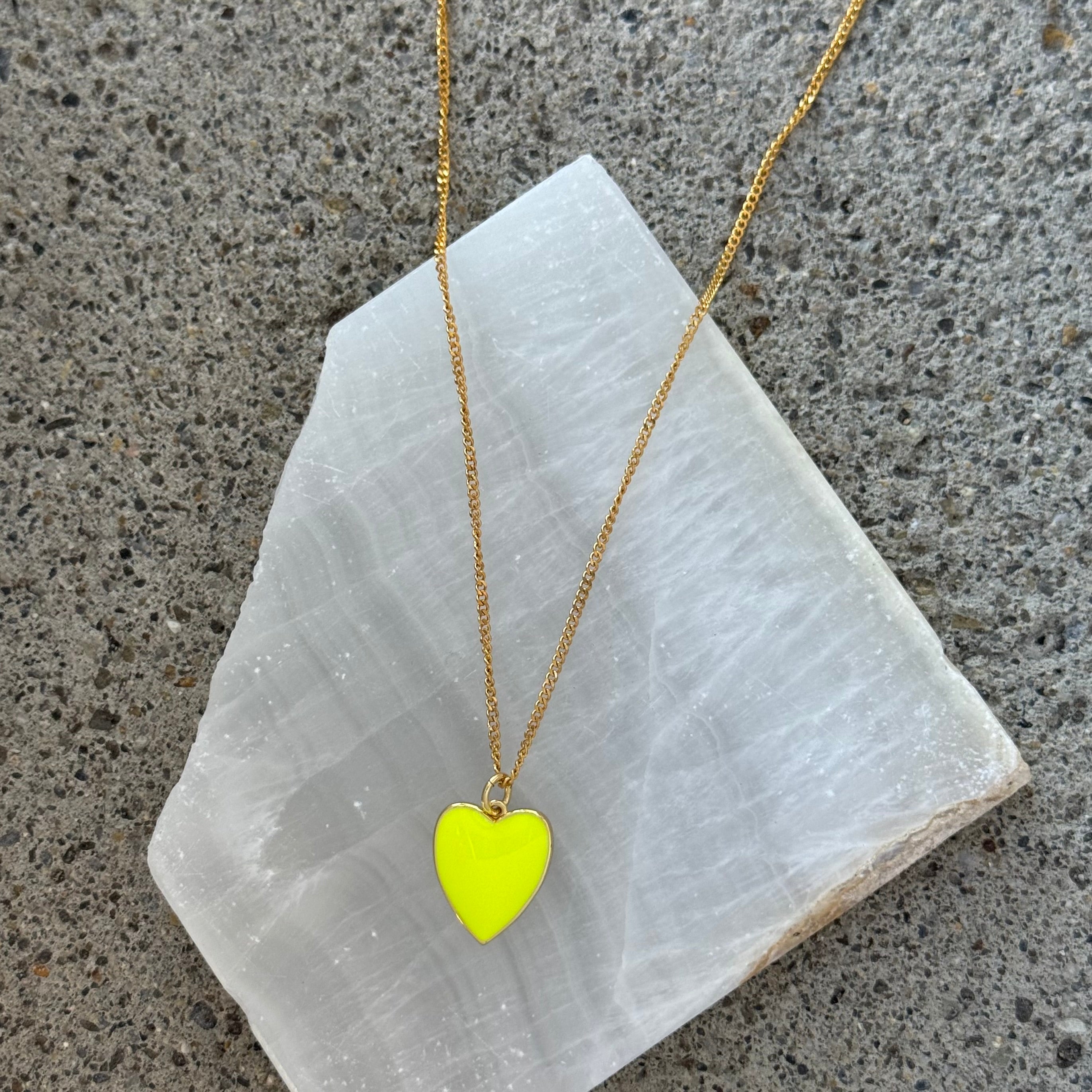 YELLOW ENAMEL HEART MINI necklace