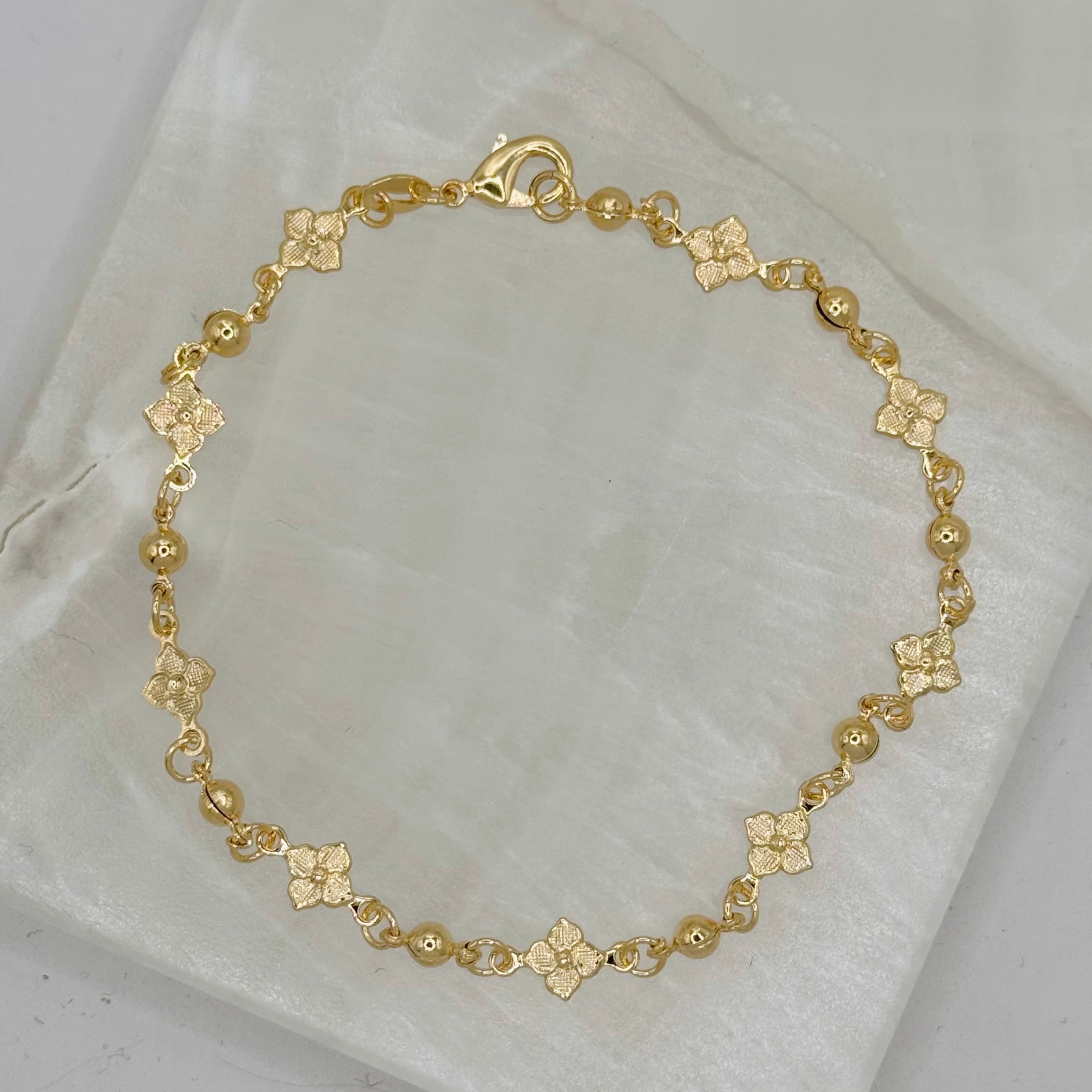 GOLDEN FLOWER BEADED anklet