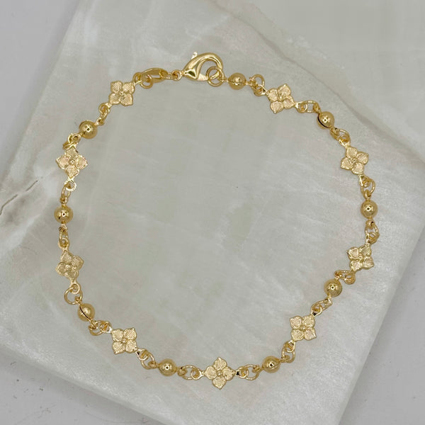 GOLDEN FLOWER BEADED anklet
