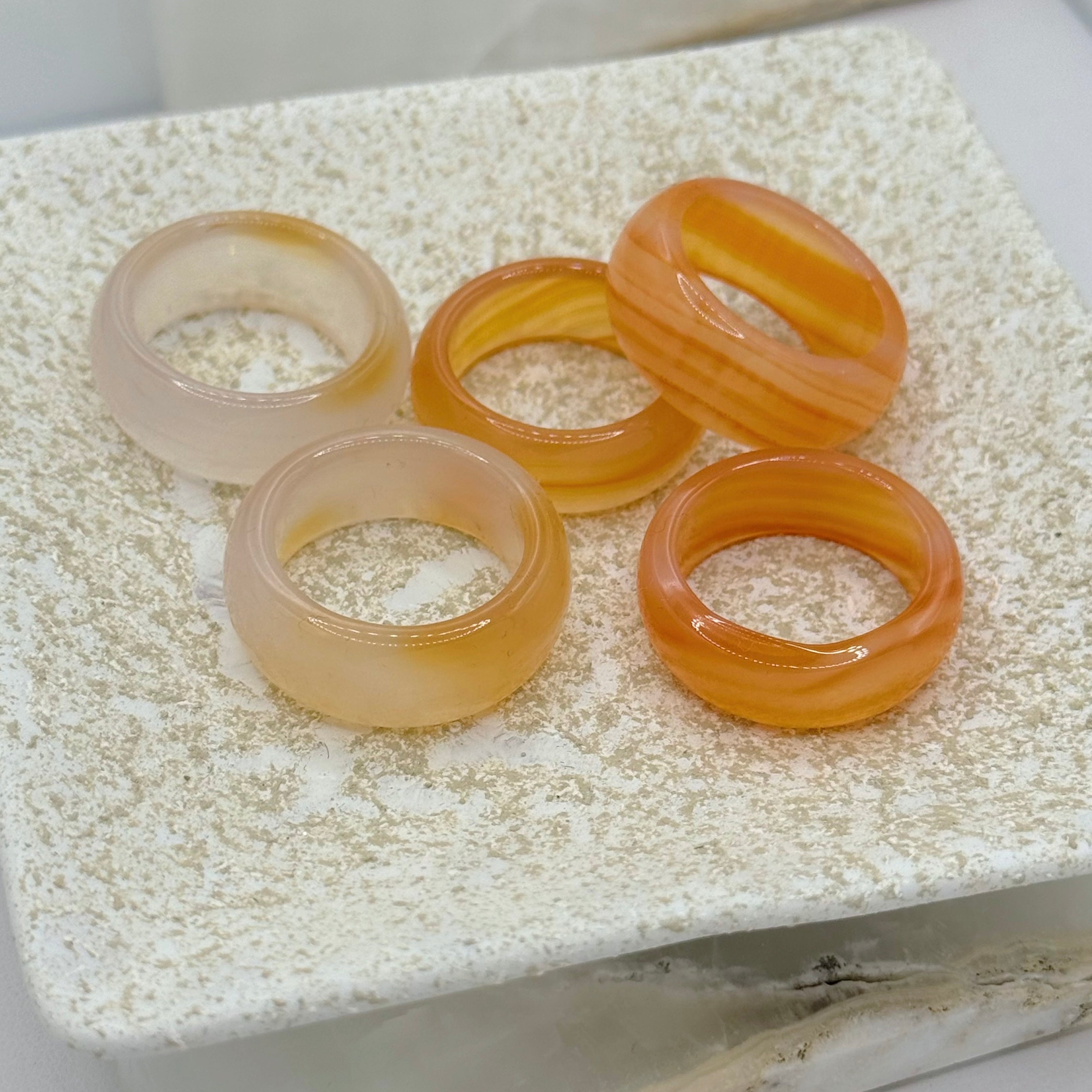 9MM LIGHT ORANGE AGATE ring