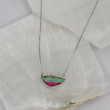 SILVER PINK GREEN OMBRÉ CRYSTAL necklace