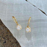 GOLD CLARA CUSHION CUT HALO earrings