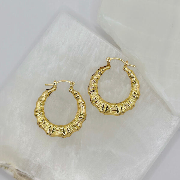 SMALL VINTAGE BAMBOO HOOP earrings