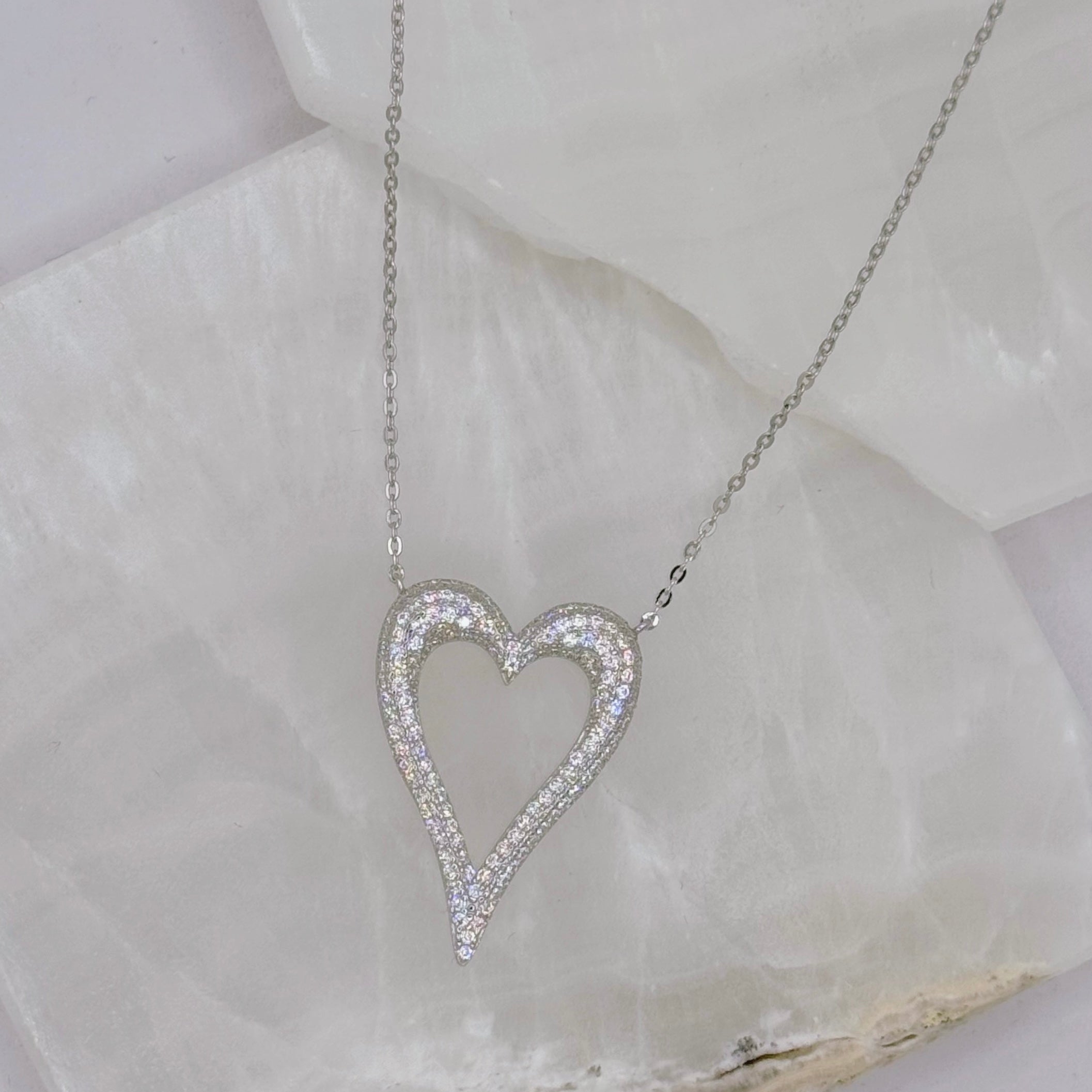 SILVER CRYSTAL OPEN HEART necklace