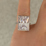 SILVER JULIETTE CRYSTAL COCKTAIL ring