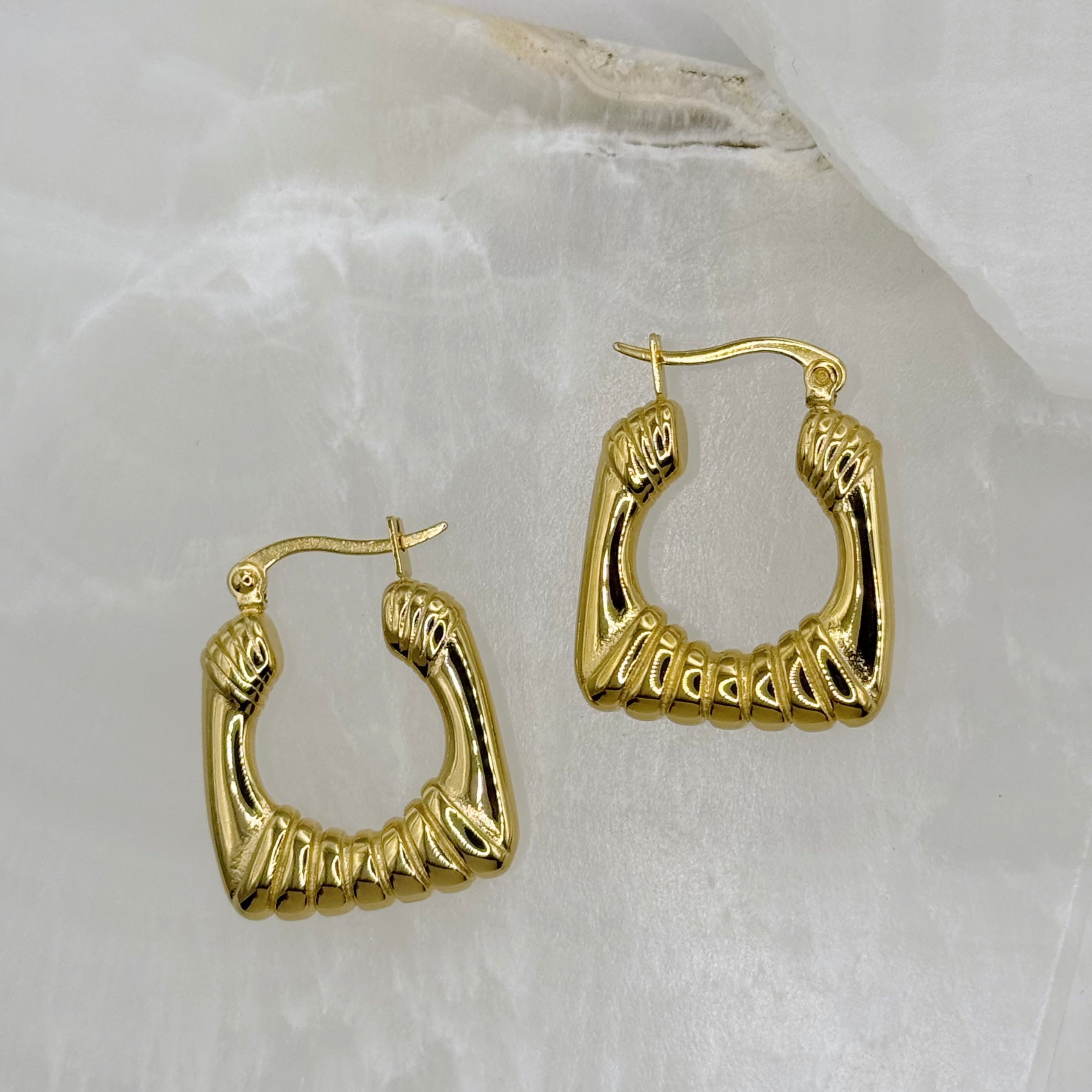 GOLD SQUARE HOOP earrings