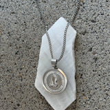 SILVER PRAYING HANDS MEDALLION necklace