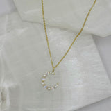 GOLD CRYSTAL PEARL CRESCENT MOON necklace