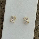 GOLD CRYSTAL BAGUETTE HALO STUD earrings