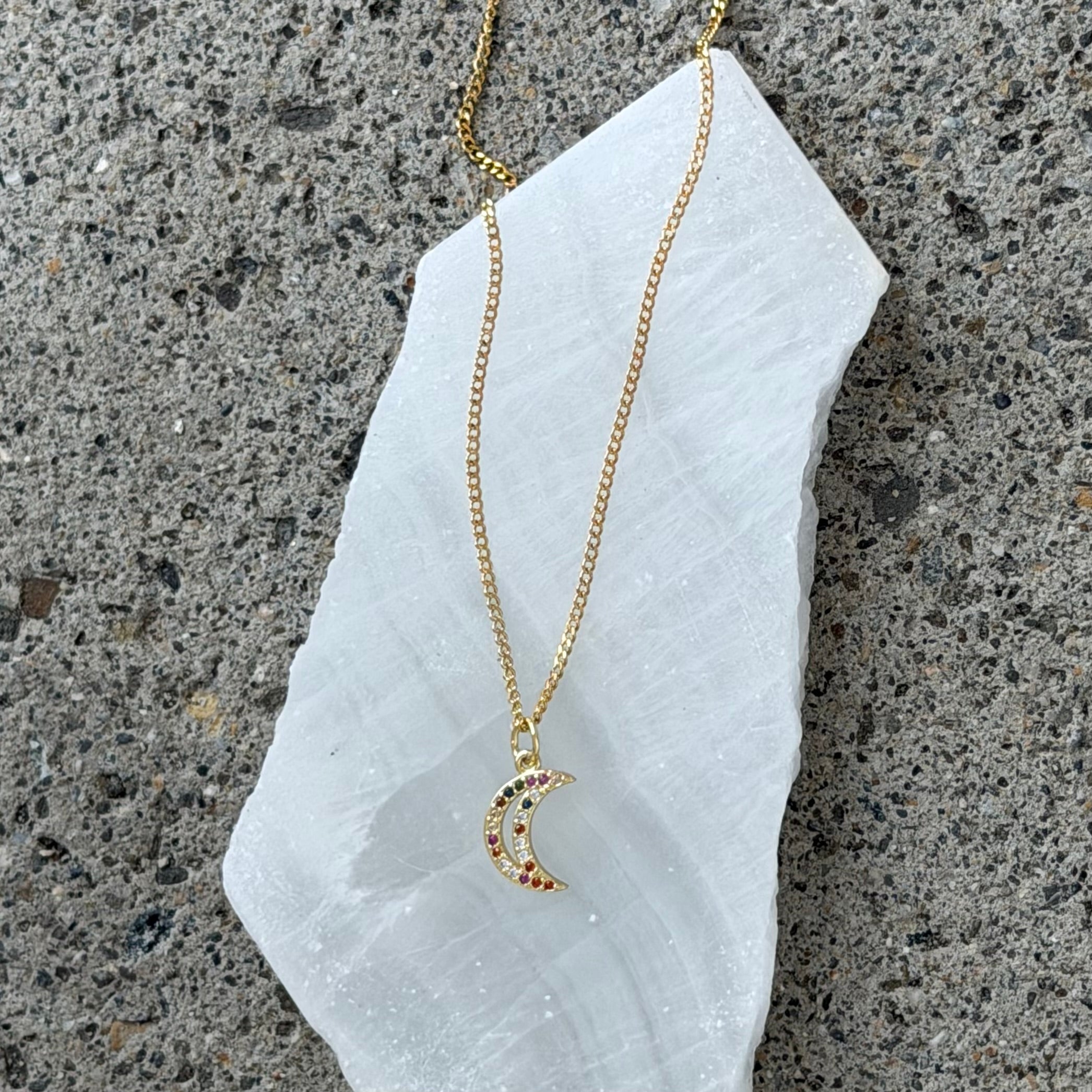 MULTICOLOR CRESCENT MOON necklace