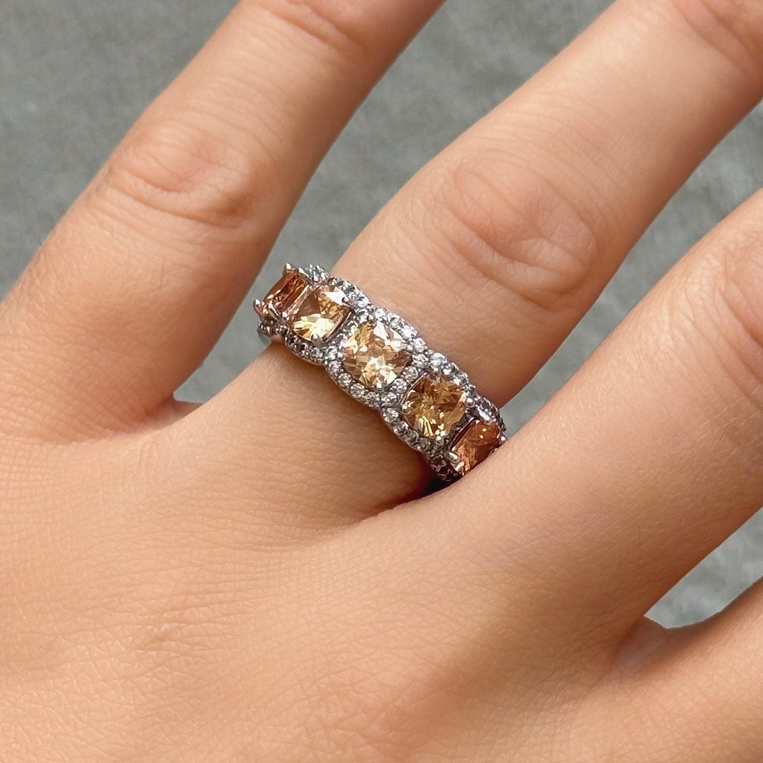 SILVER OXANA CHAMPAGNE CUSHION CUT ring