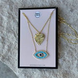 TURQUOISE BEADED EVIL EYE & RIGID HEART set