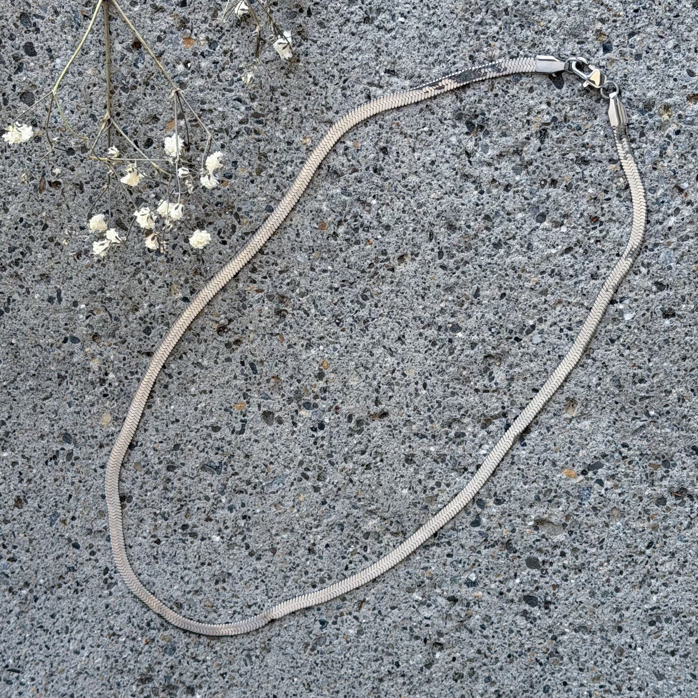 4MM STERLING SILVER HERRINGBONE necklace
