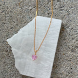 PINK CRYSTAL HEART MINI necklace