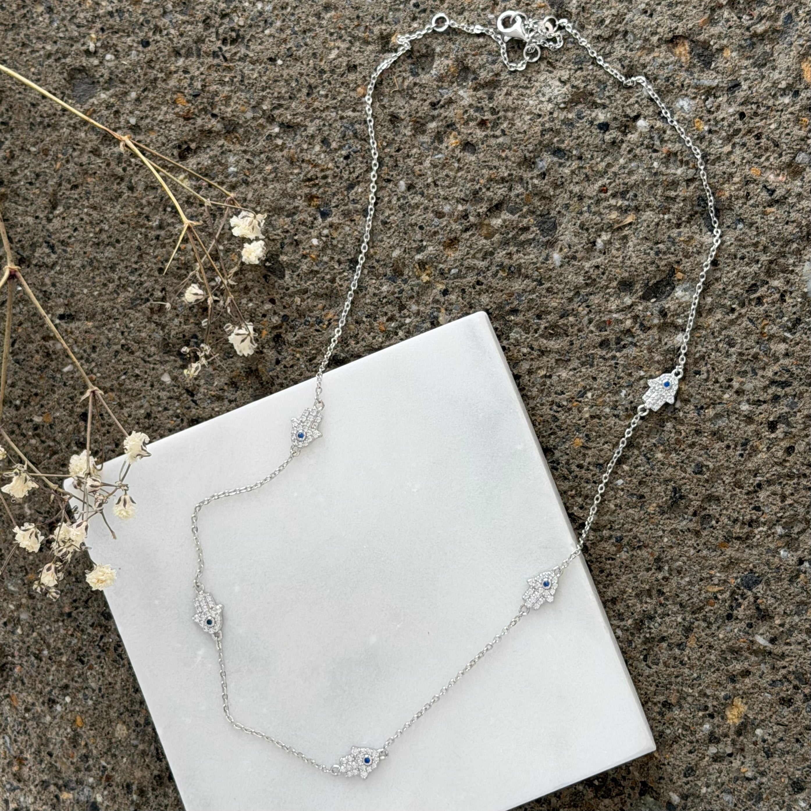 SILVER HAMSA BY THE YARD necklace